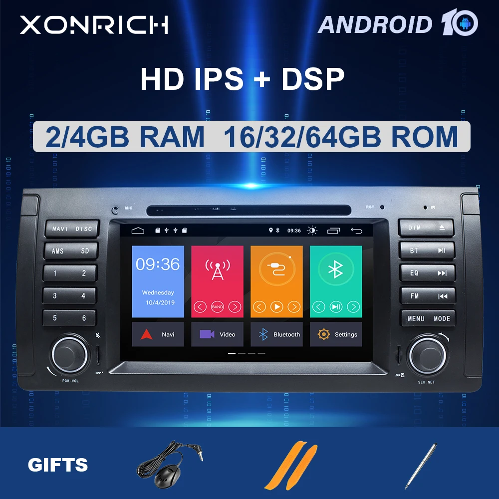 Автомагнитола IPS DSP 4 Гб 2Din Android 10 для BMW X5 E53 E39 мультимедийная аудиосистема GPS