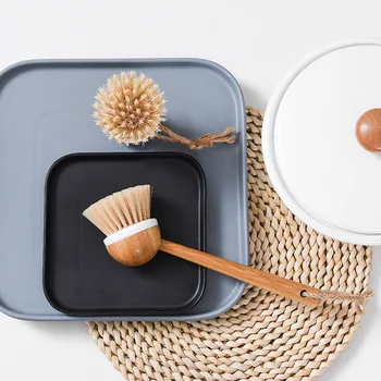 

Pot Dish Bowl Brush Kitchen Cleaning Brush With Natural Bamboo Long Handle