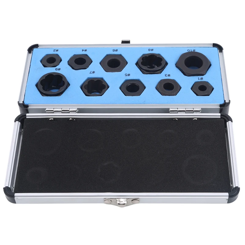 

10pcs/Set Damaged Bolts Nuts Screws Remover Extractor Removal Tools Set Threading Tool Kit Black Nuts With 6 Styles