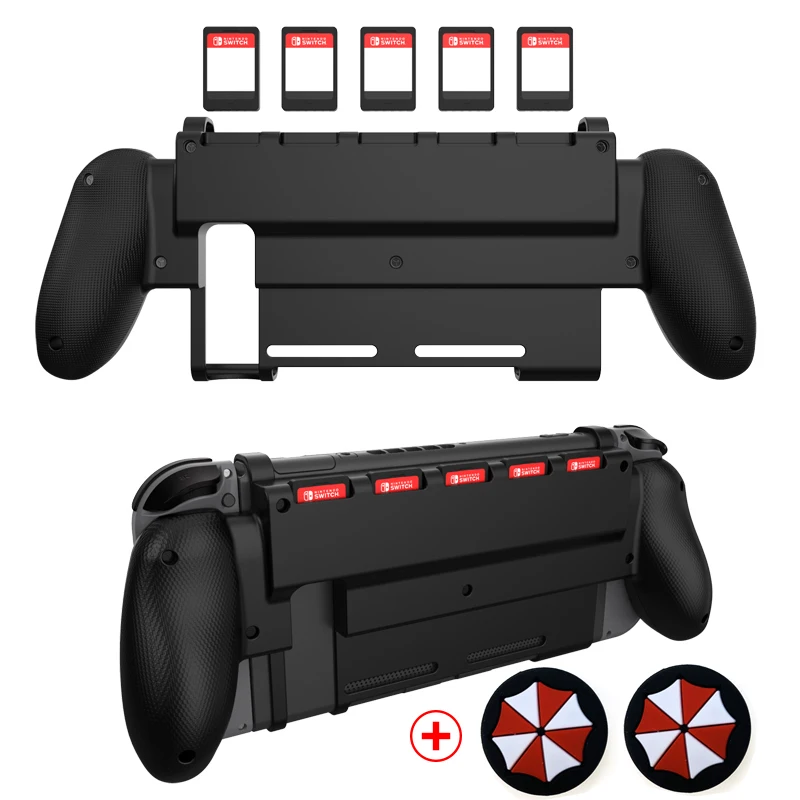 Защитный защитный чехол-накладка для пульта дистанционного управления, держатель-подставка, 5 разъемов для игровой карты, аксессуар для переключателя Nintendo NS - Цвет: Grip case and caps I