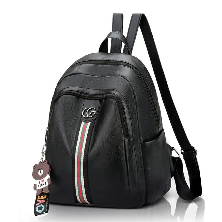 

Korean-style Ultra-Fire hong yang Gas Soft Leather Webbing Contrast Color Backpack School Bag