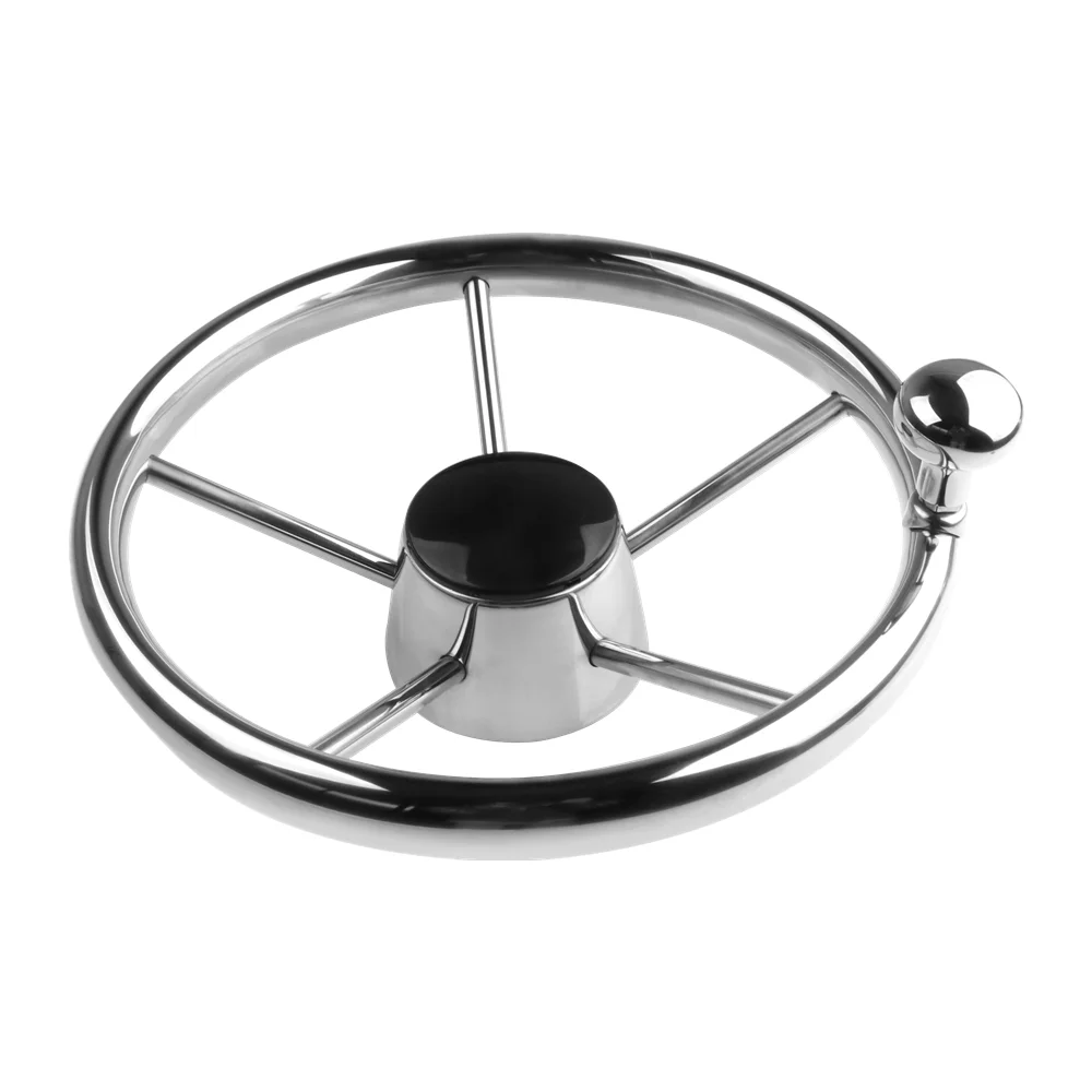 Boat Accessories  Steering Wheel With knob Stainless Steel 5 Spoke 25 Degree 11'' For Marine Yacht