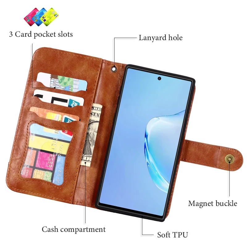 Luxury PU Leather Magnetic case For Samsung Galaxy Note 8 9 10 Pro 2 in 1 Card Slot Wallet Case For Samsung A520 Cases