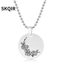 Custom Name Necklace With Birth Flower Necklaces For Women Stainless Steel Jewelry Pendant Chain Men Birth Gift Wholesale