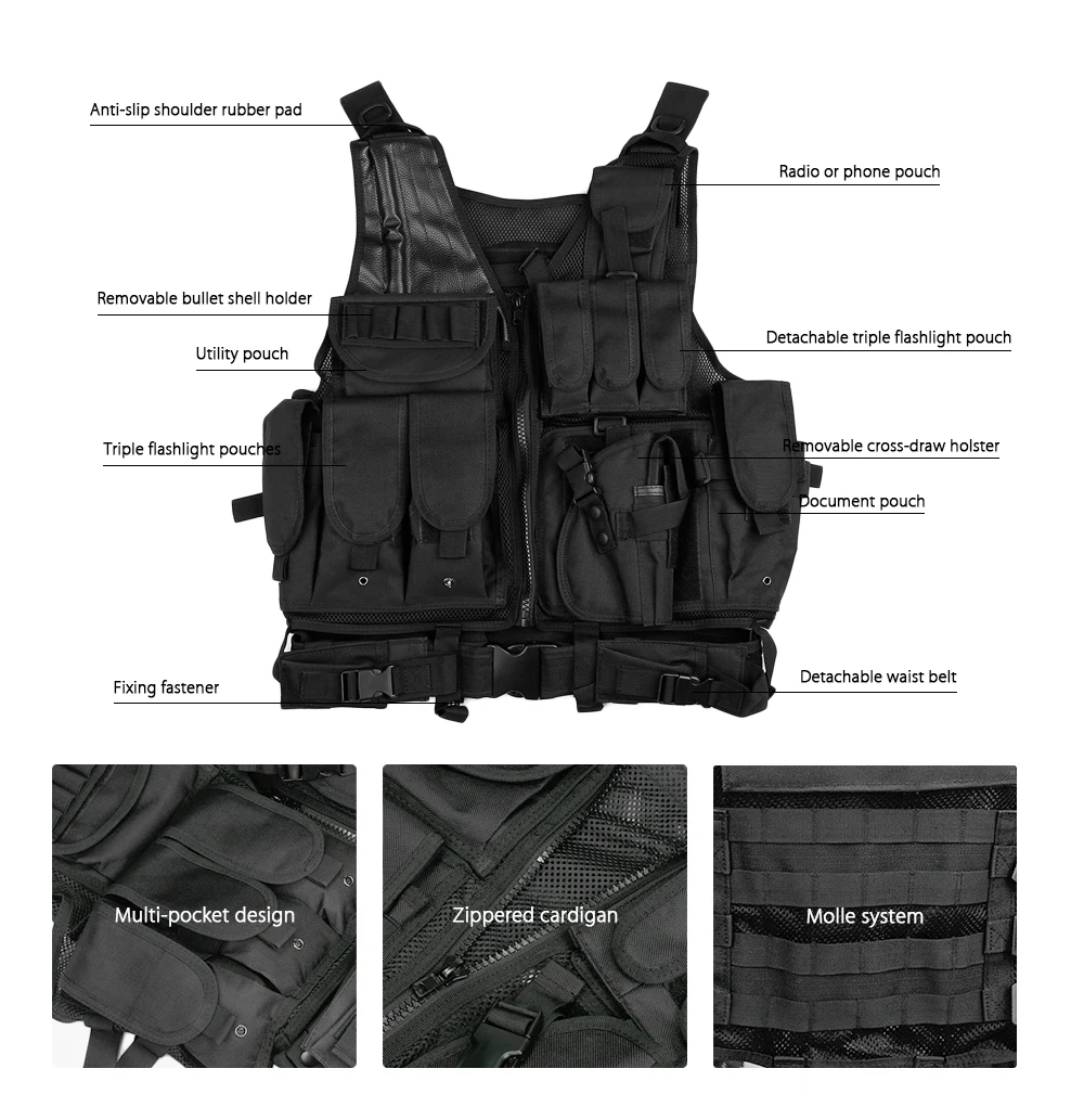  Outlife Men Military Tactical Vest Paintball Camouflage Molle Hunting Vest Assault Shooting Hunting