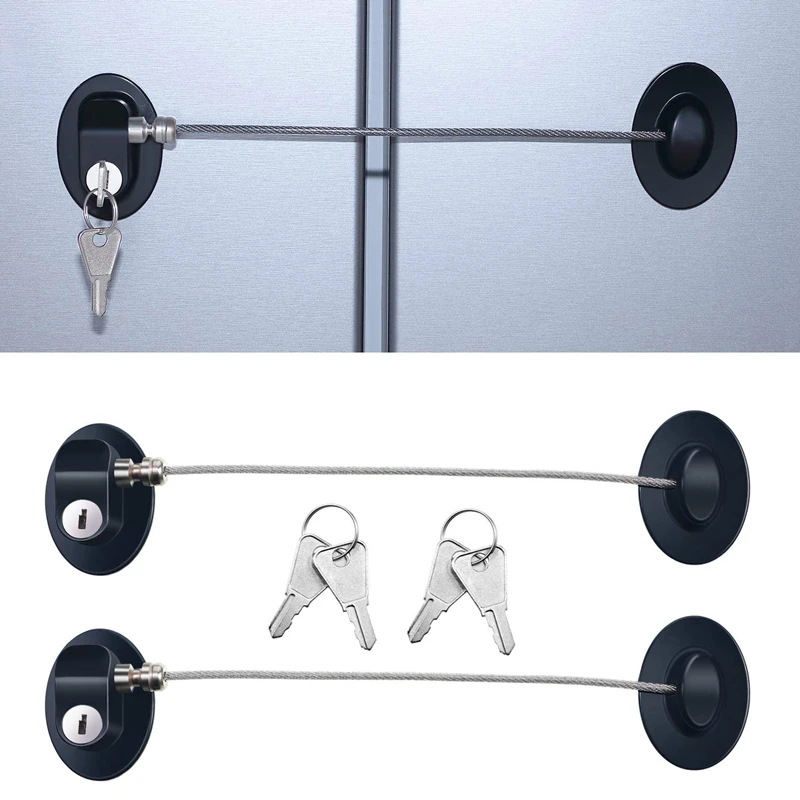 

NEW-3 Pieces Refrigerator Door Lock Strong Adhesive Freezer Door Lock File Drawer Lock Child Safety Cupboard Lock with Key