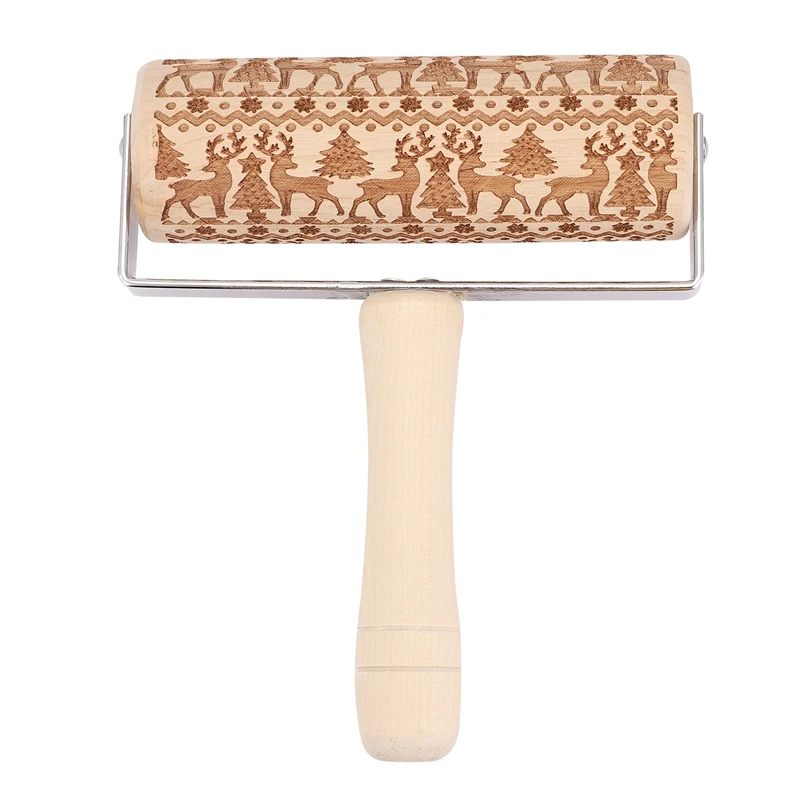 Рождественская рельефная деревянная Скалка с 3D гравировкой, тиснение на Рождество, Скалка Для Тиснения печенья, вафли, Pas