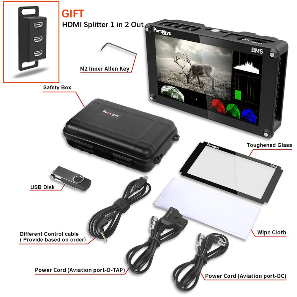 Portkeys BM5 3G SDI/HDMI вход 2200nit сенсорный экран 3D LUT алюминиевый корпус на камеру DSLR
