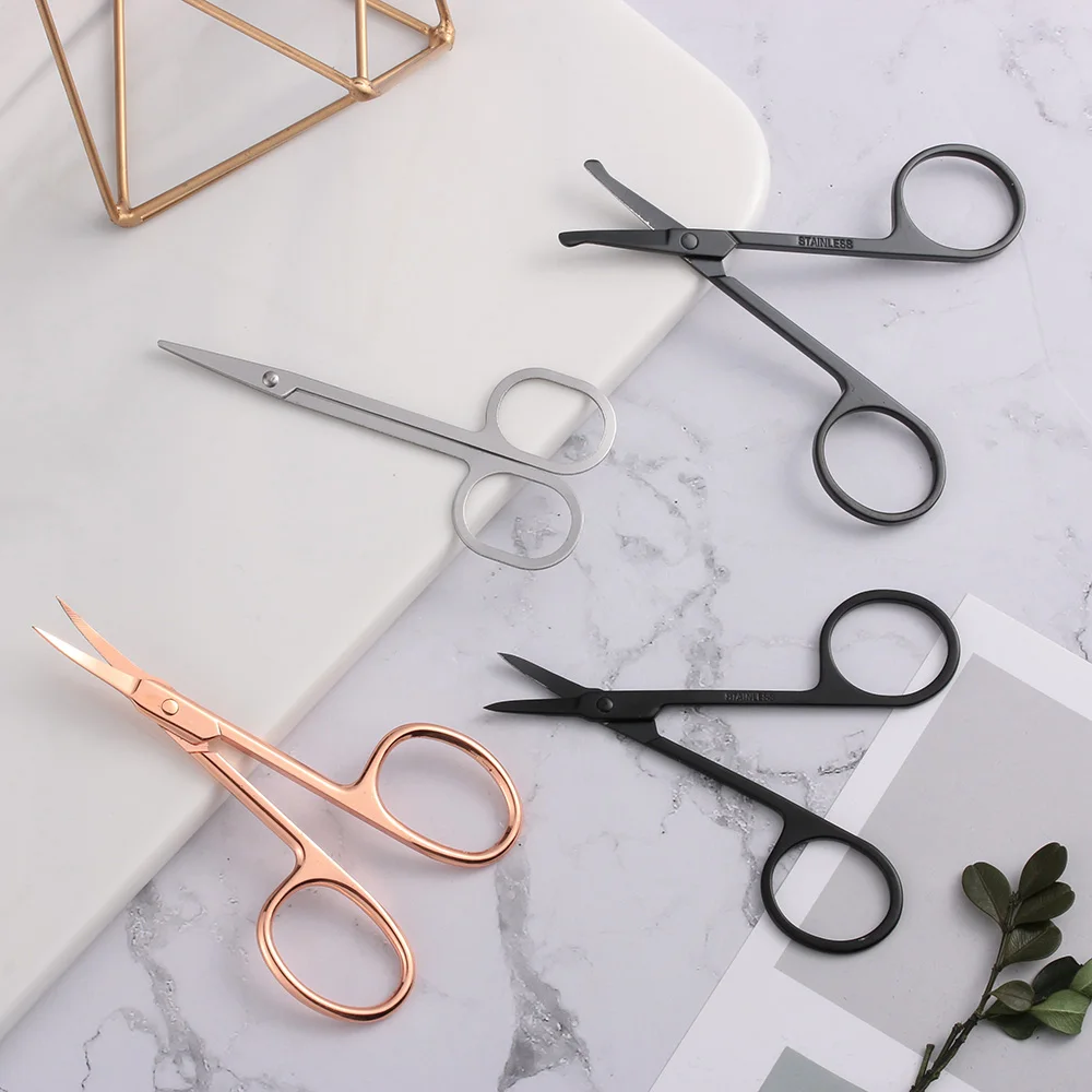 

1PC Stainless Steel Eyebrow Scissor Eyelashes Nose Hair Mustaches Remove Round Point Head Trimmer Personal Care Beauty Tools