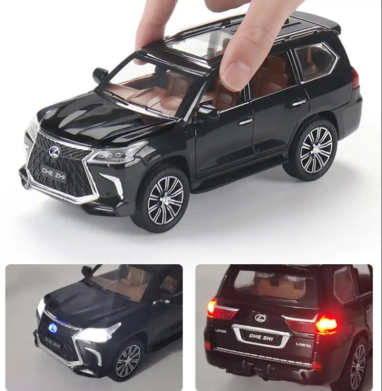 1:24 для автомобиля из сплава новинка Lexus LX570 внедорожник сплав модель звуковой