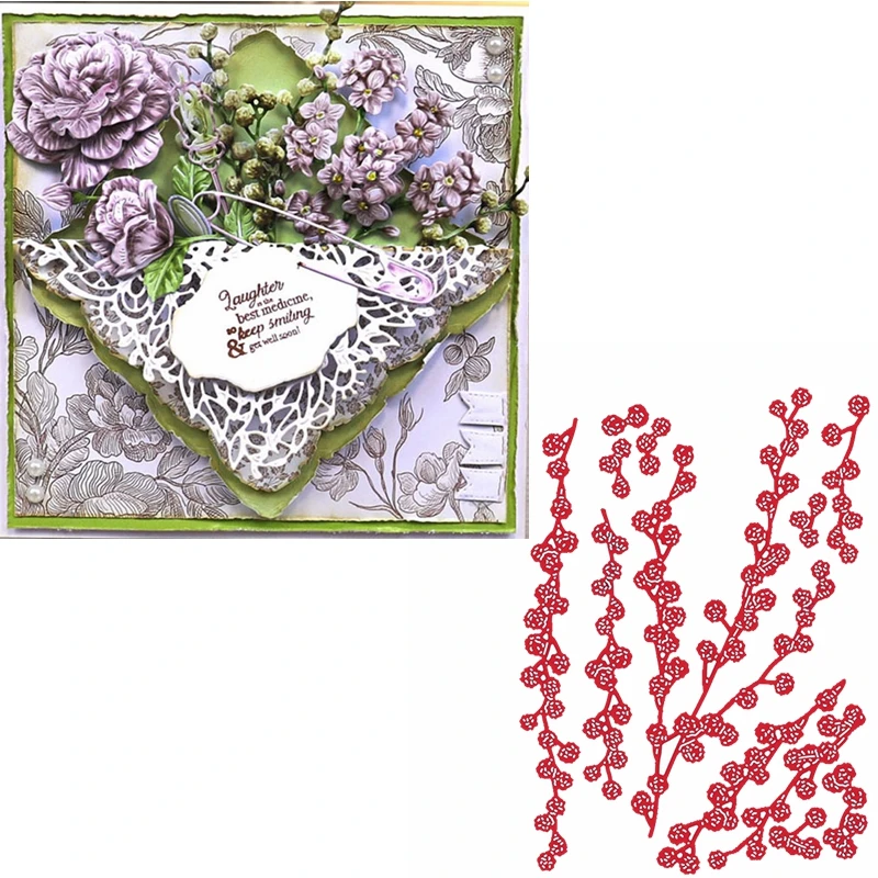 

Branch Of Tiny Flowers Metal Cutting Dies Wild Flowers Branch Die Cuts For Card Making DIY Album New 2019 Embossed Crafts Cards