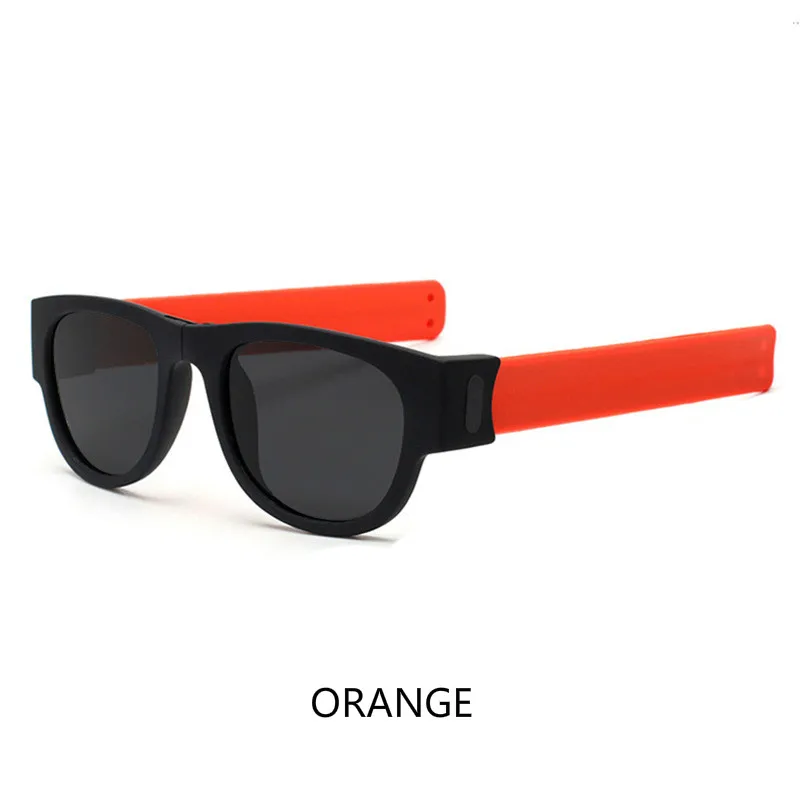 ORANGE Поляризованные солнцезащитные очки для мужчин и женщин, спортивные складные солнцезащитные очки унисекс, цветной браслет, зеркальные Мужские солнцезащитные очки для вождения, дизайнерские - Цвет линз: ORANGE