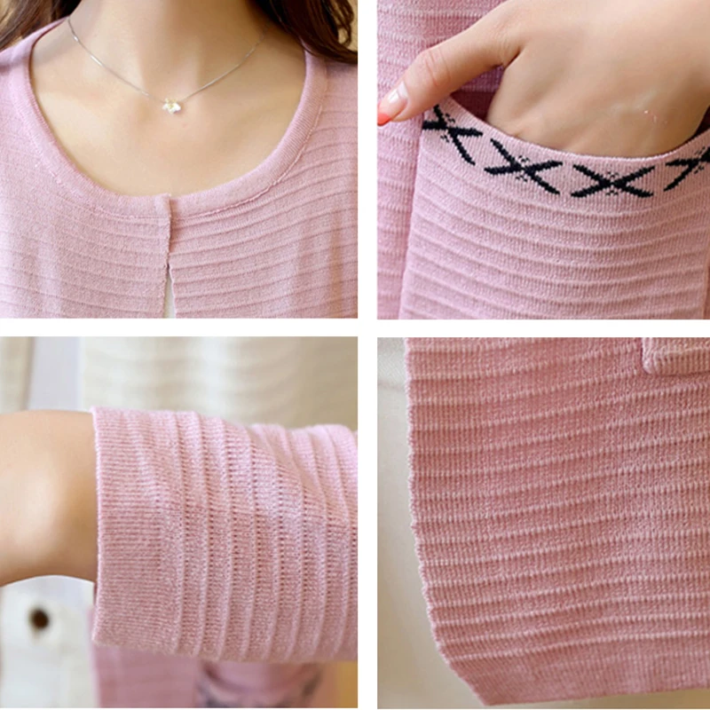 2019 Women's Long Sweater Cashmere Autumn Cardigan knitting Sweater Pink Black Red Printing Winter Fashion Slim Women 7479 50