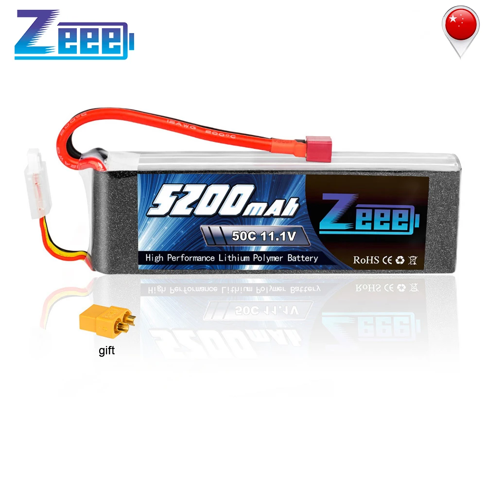 

Zeee 3S RC LiPo Battery 11.1V 5200mAh 50C Deans Plug with XT60 Connector for RC Car Helicopter Quadcopter Boat RC Airplane