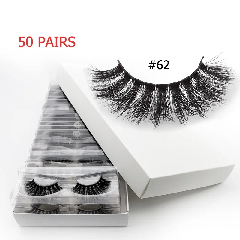 50pairs62W 50 пар объемных ресниц норковые ресницы оптом ресницы Объемные 3d норковые ресницы натуральный макияж Накладные ресницы «maquiagem» - Цвет: 50pairs62W