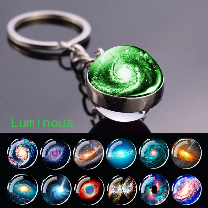 Светящаяся спираль Nebula Planet брелок с изображением галактики Млечный Путь светящийся в темноте стеклянный шар брелок астрономический подарок