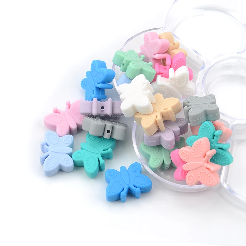 Silicone Teething Toys Butterfly Beads Silicone 5pcs Teethers BPA Free DIY Loose Bead For Teething Necklace Animal Shaped Pacifier Holder Accessories teething toys baby teething toys silicone teething toys silicone beads silicone teething beads silicone teether