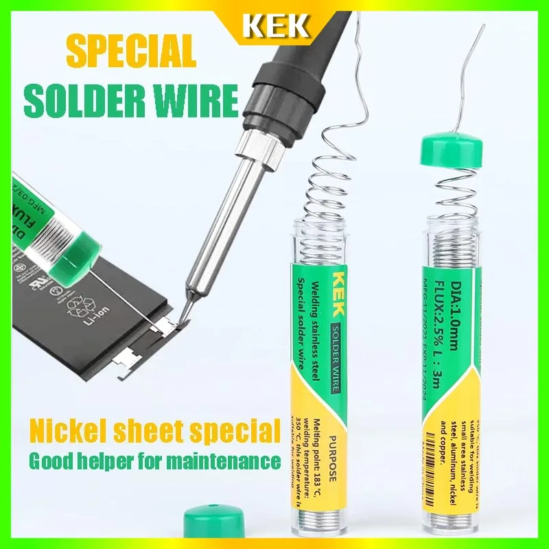 KEK 1.0mm X 3M Soldering Wire Special Use for Battery Metal Board Welding Mobile Phone Battery Repair Soldering Wire Tool