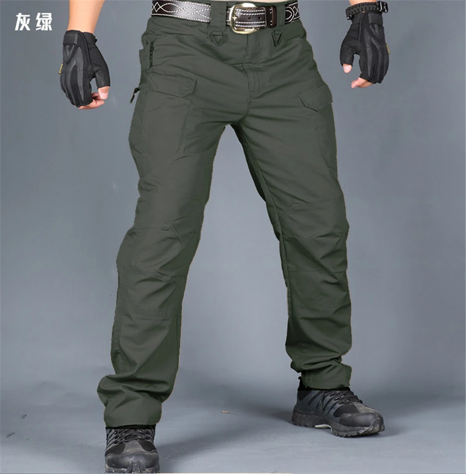 Брюки карго мужские уличные военные брюки повседневные мульти-карманные джоггеры Модные мужские s тактические брюки хаки зеленый HD410