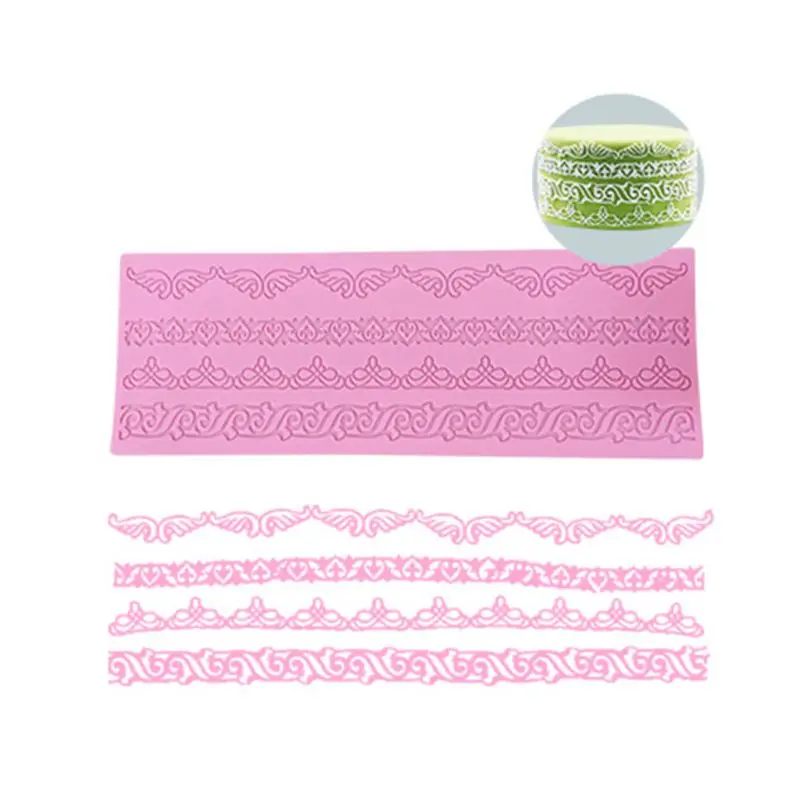 

4pcs Lace Silicone Fondant Mold Sugar Craft Embossing Mould Mat Cake Decorating X3UC