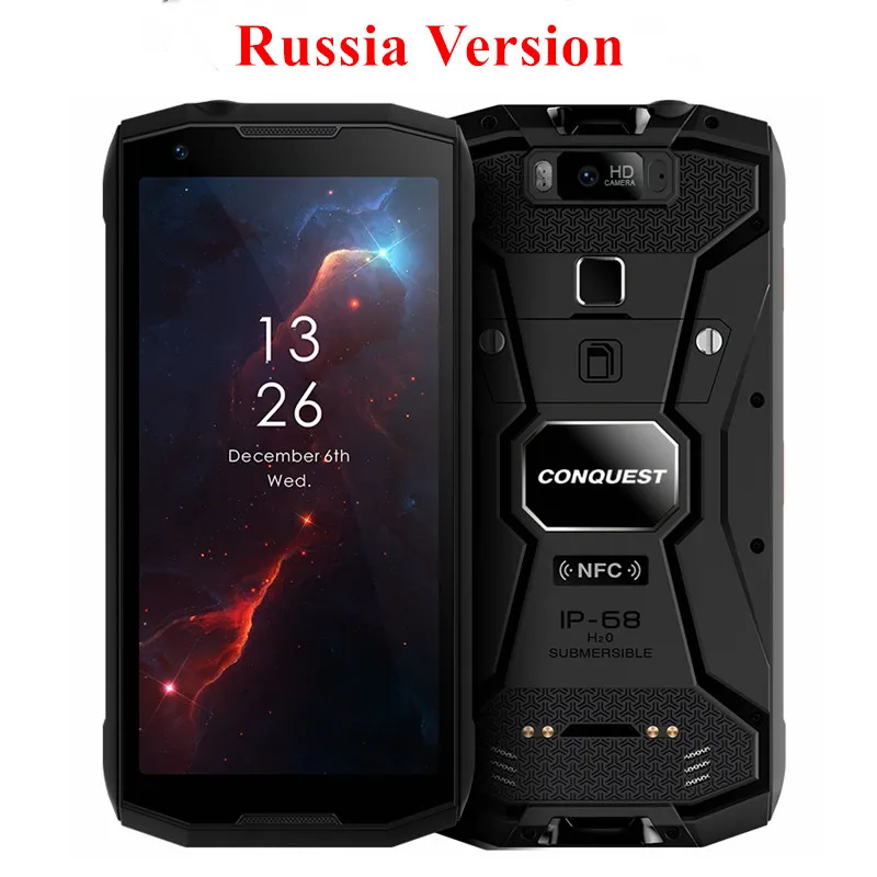 For Russian Black S12 Pro IP68 водонепроницаемый прочный смартфон 6GB+ 128GB 5,9" 8000 mAh Android 9,0 P70 Восьмиядерный рация ПМР мобильный телефон на открытом воздухе - Цвет: For Russian Black