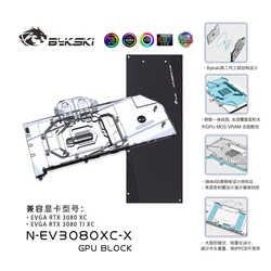 Bykski N EV3080XC X vga bloco de água para evga rtx 3080 xc placa gráfica gpu volta radiador refrigeração cobre 12v/5v m/b sync