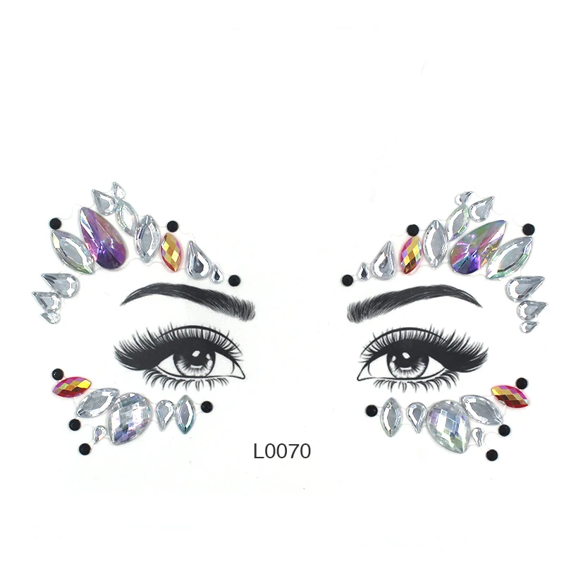 Стразы для макияжа лица в форме кошачьих глаз, акриловый Алмазный клей для теней для век, бровей, макияж, тату-стикер LT005 - Цвет: L0070