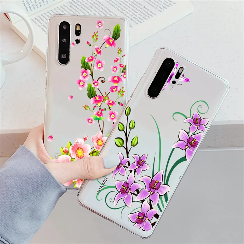 Прозрачный чехол из ТПУ с цветами для Huawei Honor 8X 8A 8S 8 8C 20 9 View 10 Lite 30 10i 20i 6A 6C 6X 9X 7 7A Pro 7X