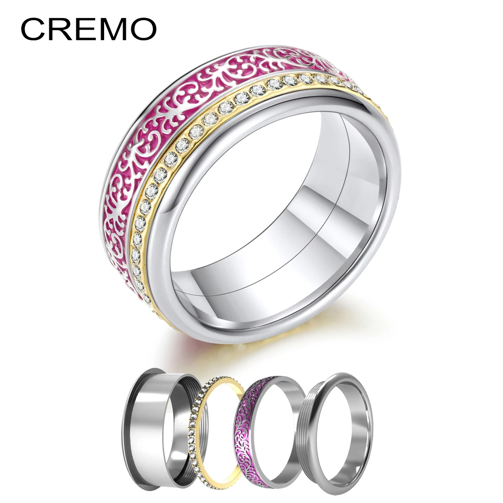 Женское кольцо из нержавеющей стали Cremo Золотое полностью фиолетовое аксессуары