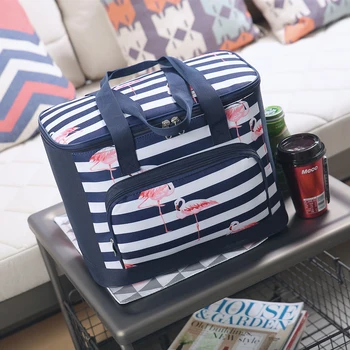 

SANNE 20L Flamingo Thicken Foldable Fresh Insulated Cooler Bag Thermal Waterproof Polyester Ice Bag Insulated Cooler Bag