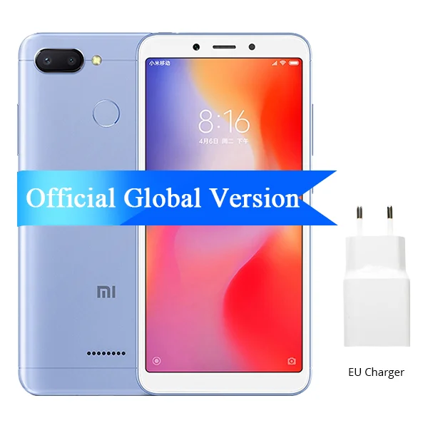 Xiaomi Redmi 6 с глобальной версией, 4 ГБ, 64 ГБ, Helio P22, Восьмиядерный процессор, 12 Мп+ 5 МП, две камеры, 5,45 дюйма, 18:9, полный экран, 3000 мАч, мобильный телефон - Цвет: Blue 4GB 64GB