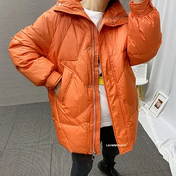 

Oversize Winter Bright colors Down jacket women 2020 winter casual new Korean fashion white duck down loose coat trend YRF212