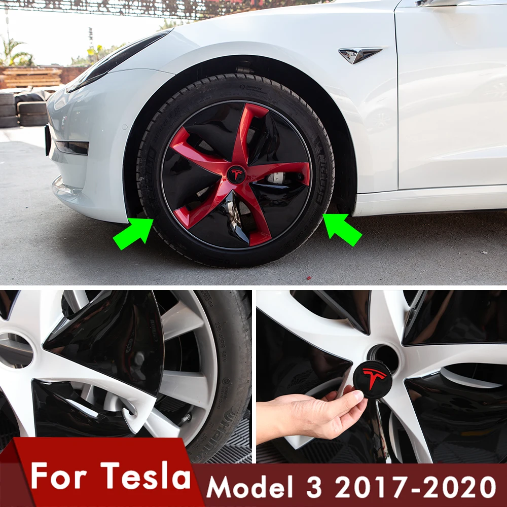 US $83.10 Heenvn Model3 Car Hub Cover For Tesla Model 3 Wheel Cap 18Inch Automobile Hubcap Wheel Cover Model3 Accessories For Tesla Three