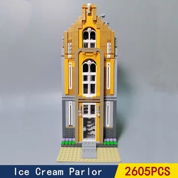 

In Stock 2605pcs Creator Series Ice Cream Parlor Street View Building Block MOC Bricks Model education Toys Children Gift 10003