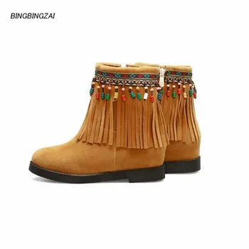 

BBZAI New pattern shoes woman Inside boots Superior quality Tassels shoes woman Fashion warm boots Women's Boots 3-11 12