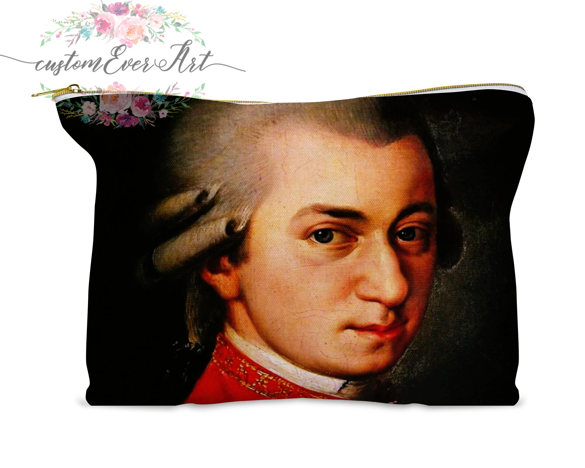 Mozart косметичка Персонализированная маленькая косметичка Забавный органайзер для макияжа туалетный мешок сумка на молнии