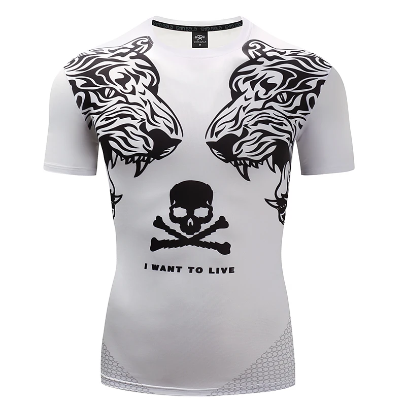 

3d Full Prints T-shirts Mens Compression Shirt Base Layer Short Sleeve Workout Fitness MMA Body Building Tops Rashguard T-Shirt