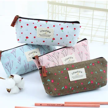 

Kids Cute School Pencil Case Floral Pattern Canvas Pencil Zipper Bag Novelty Children Gift