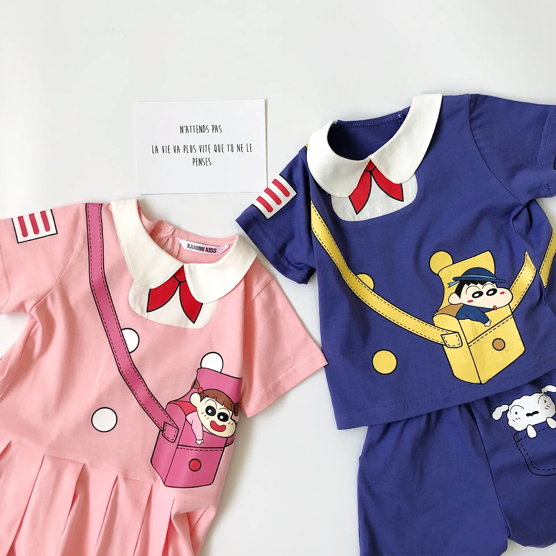 

Tonytaobaby Summer New Boys and Girls New Cosplay Satchel Pure Cotton Short Sleeve Suit