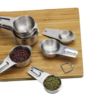

7pcs Stackable Measuring Cups Stainless Steel Dry Spices Liquid Cooking Baking Ingredients Meaure Scoops