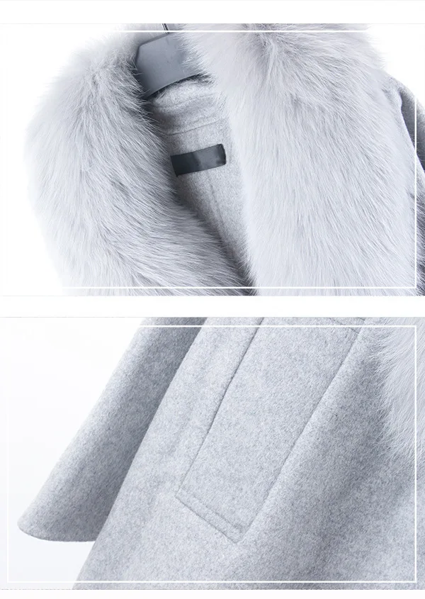 Модное женское Шерстяное Пальто с животным мехом большого размера, теплое шерстяное пальто, модное шерстяное пальто, теплое пальто, свободная Толстая длинная куртка