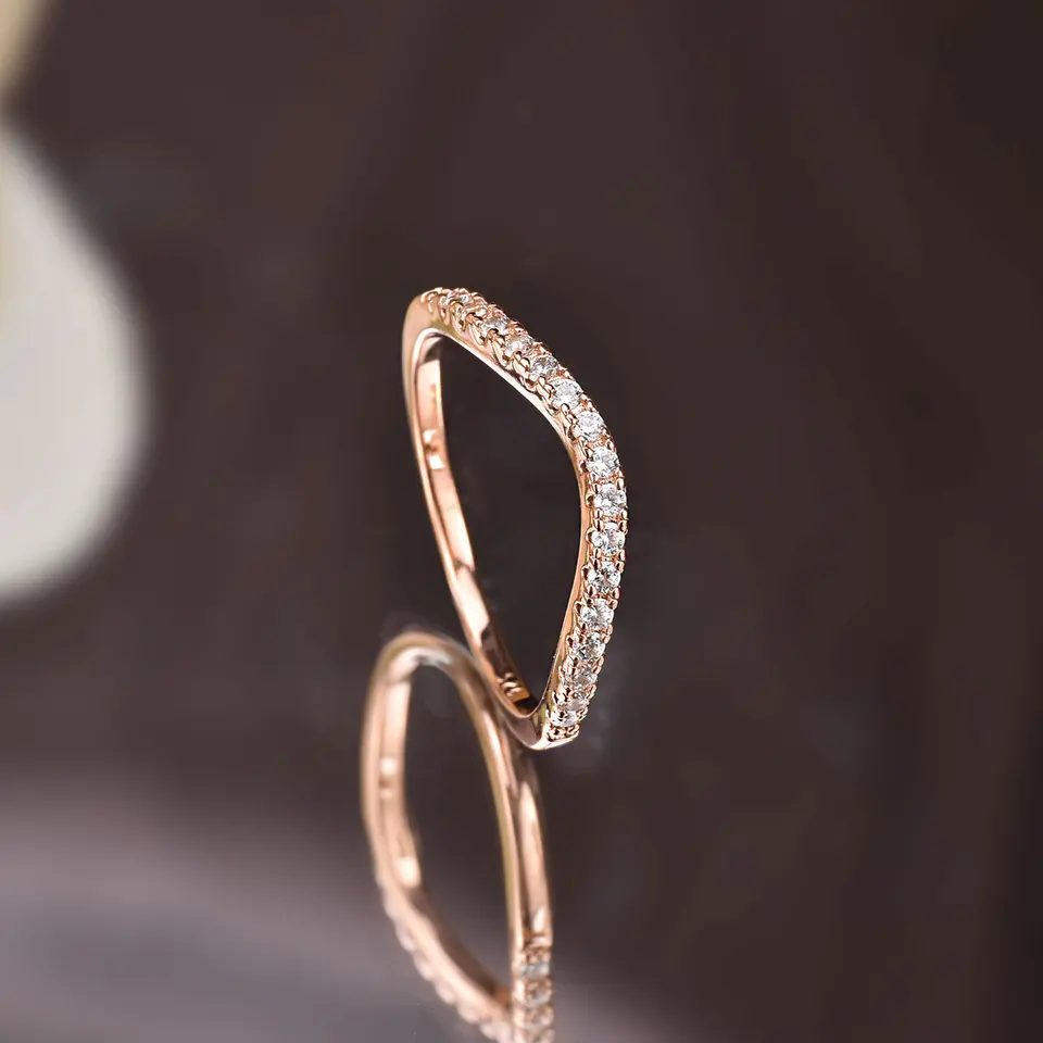 Rose Gold Curved Wedding Bands for Women
