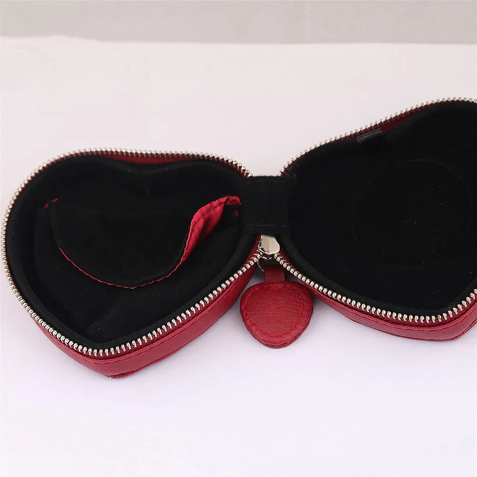 Jewelry Box Red Leather Heart Round Packaging Box Jewelry Display Bracelet Earrings Gift Velvet Box Compatible With Diy Jewelry