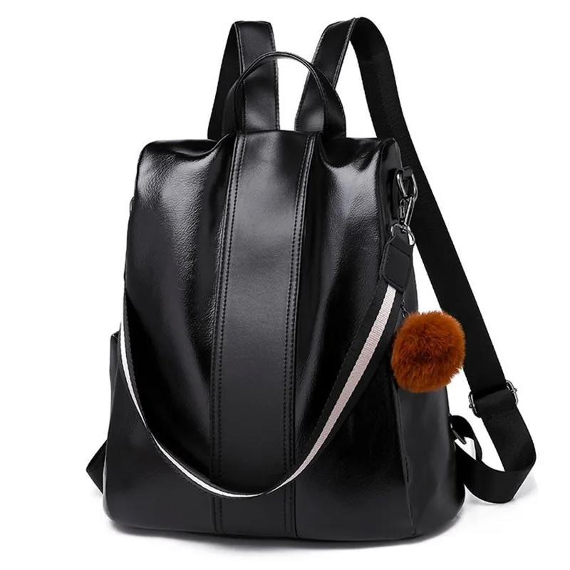 Женские кожаные противоугонные рюкзаки, высокое качество, винтажная женская сумка через плечо, Sac A Dos, школьные сумки для девочек, женский рюкзак - Цвет: black style 3