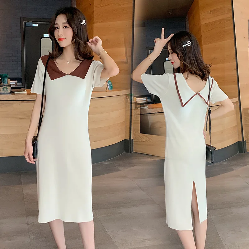 

2019 New Style Fashion Mom Belly Covering WOMEN'S Dress Summer Pregnant Women Dress Large Size Fashion Mom Loose-Fit Jersey Dres