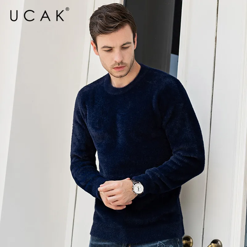 Deals UCAK Brand Sweater Men Fashion Trend O-Neck Pull Homme Casual Streetwear Solid Tops Brand Pullover 2019 Winter Autumn Knit U1025