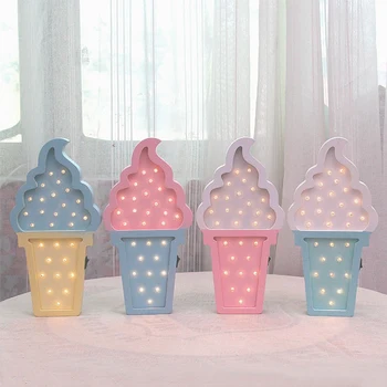 

Lovely 3D Wooden Ice-Cream LED Night Light Baby Bedroom Night Lamp LED Wall Lights for Home Decorative