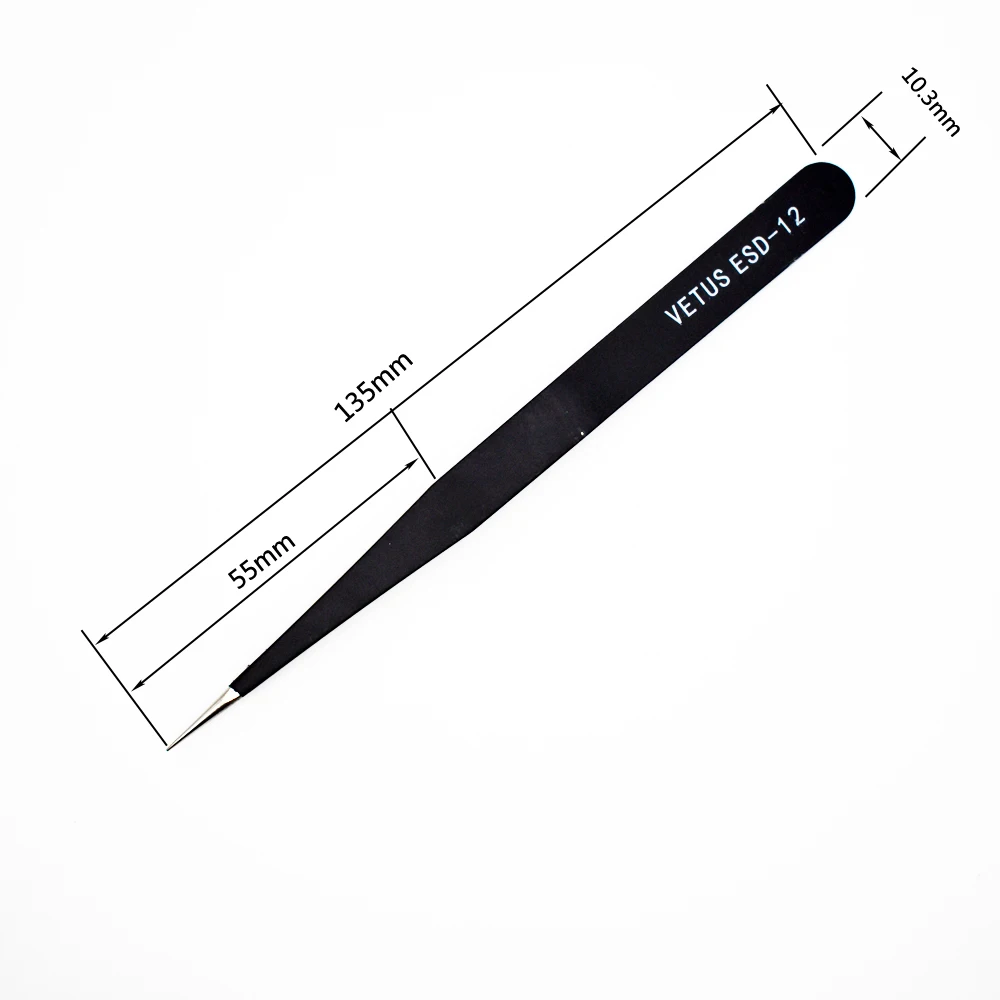 New 1Pc VETUS ESD-12 Tweezers High Precision Stainless Steel Elbow Clamp Forceps 2