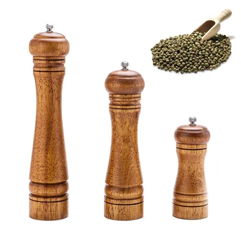

Pepper Mill 1PC Popular Kitchen Tools Ceramic Grinder Pepper Mills 5" 8" 10" Adjustable Hot Sale Solid Wood High Quality