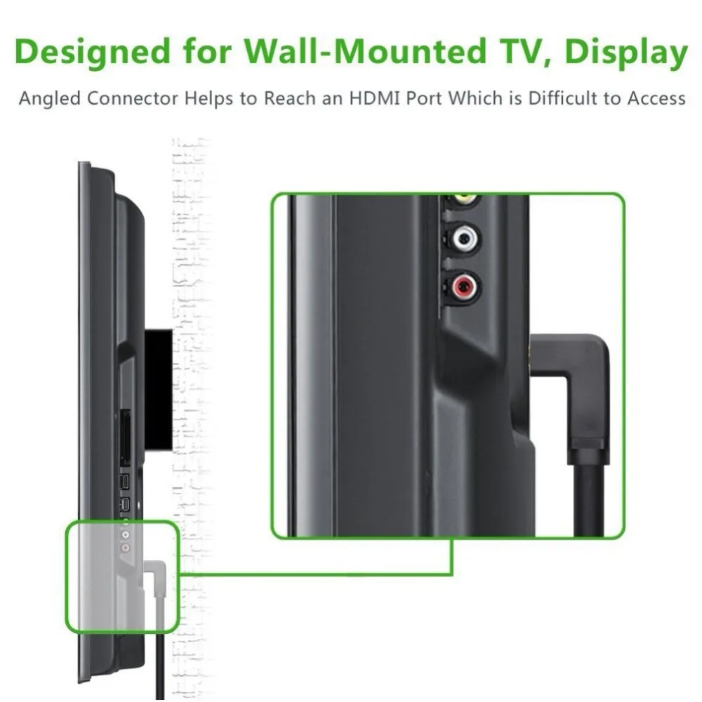 90 градусов Удлинительный кабель, HDMI штекер к женскому HDMI 4 к HDMI расширенный кабель для HD tv ЖК-дисплея ноутбука PS3 проектор